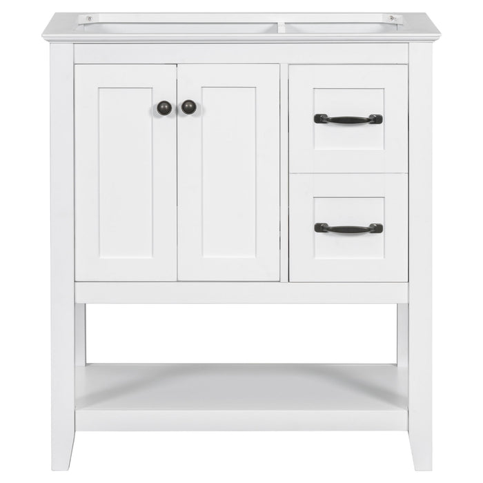 Bathroom Vanity Without Sink Top, Cabinet Base Only, Vanity With Multi-Functional Drawer - White