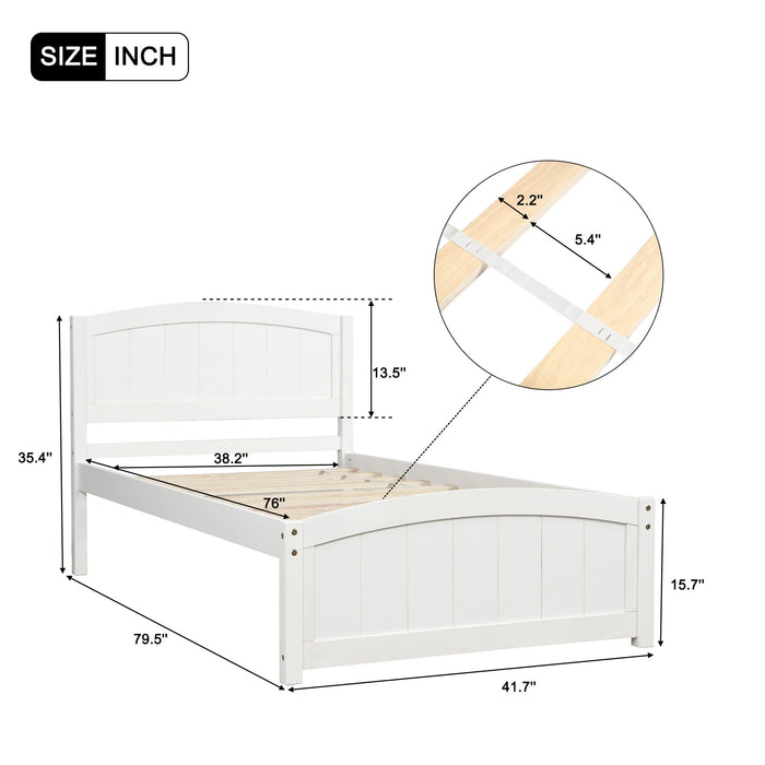 Platform Bed With Headboard, Footboard And Wood Slat Support - Wood