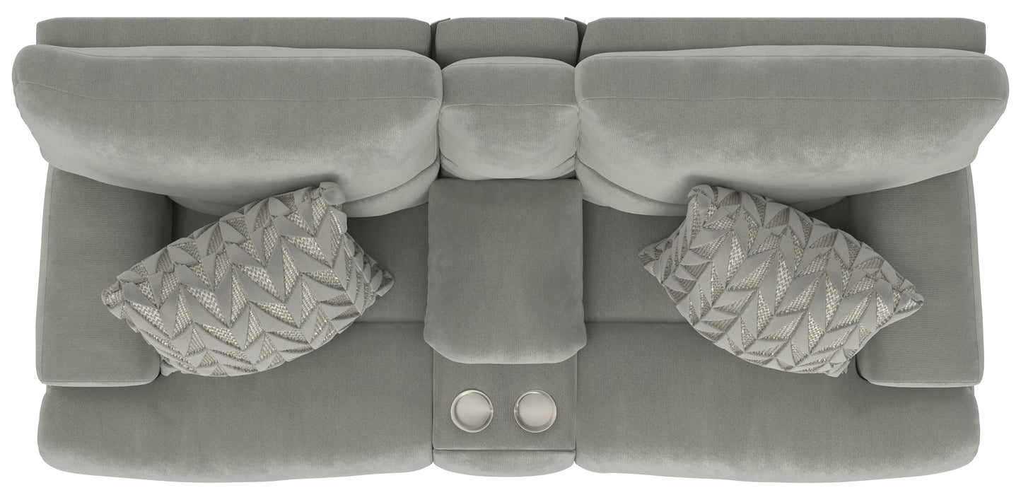 Renaldo - Power Lay Flat Recline Console Loveseat With Zero Gravity - Stone