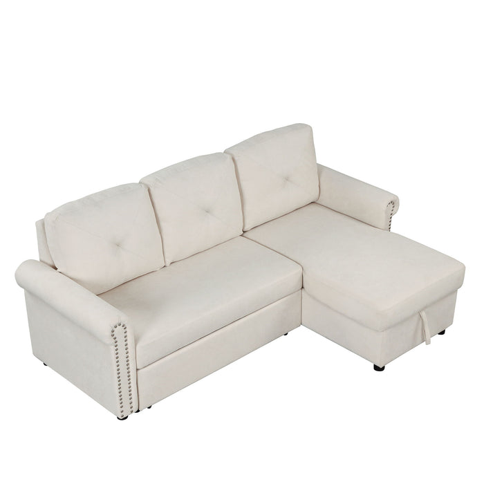 Modern Convertible Sleeper Sofa Bed With Storage Chaise