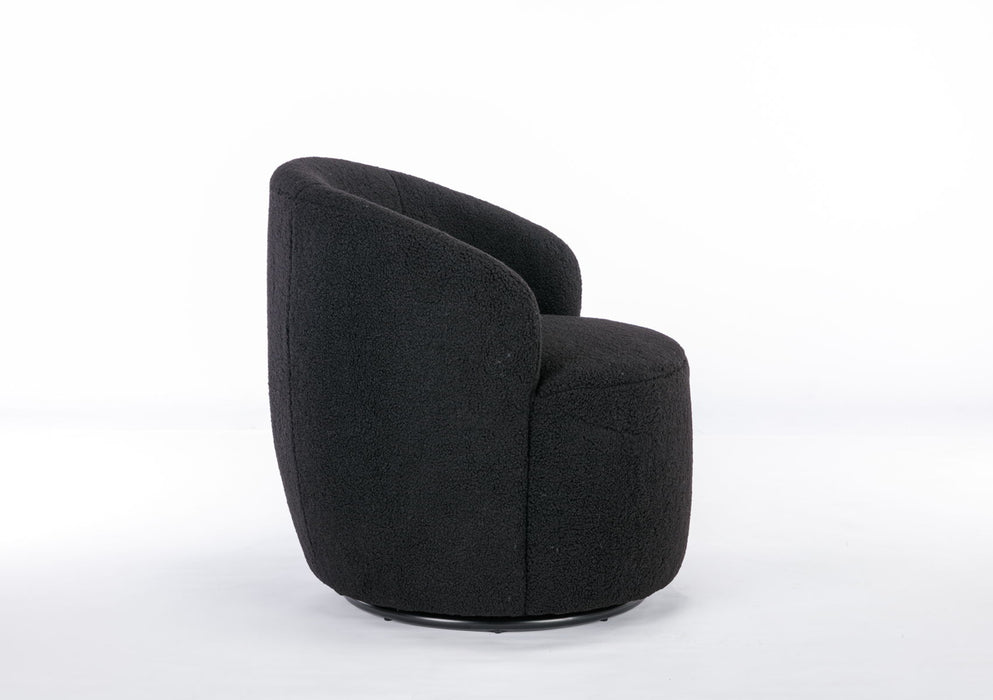 Teddy Fabric Swivel Accent Armchair Barrel Chair With Powder Coating Metal Ring