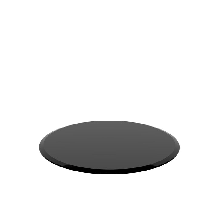 36" Round Tempered Glass Table Top Black Glass Thick Beveled Polished Edge