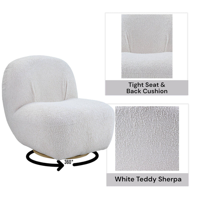 Yedaid - Teddy Sherpa Accent Chair With Swivel - White