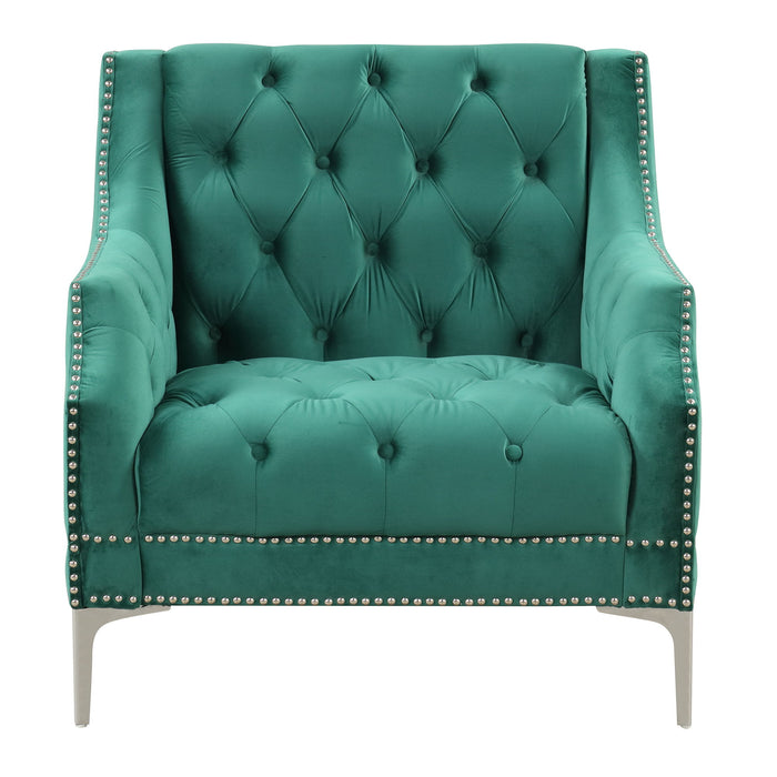 Modern Sofa Dutch Plush Upholstered Sofa With Metal Legs, Button Tufted Back - Green