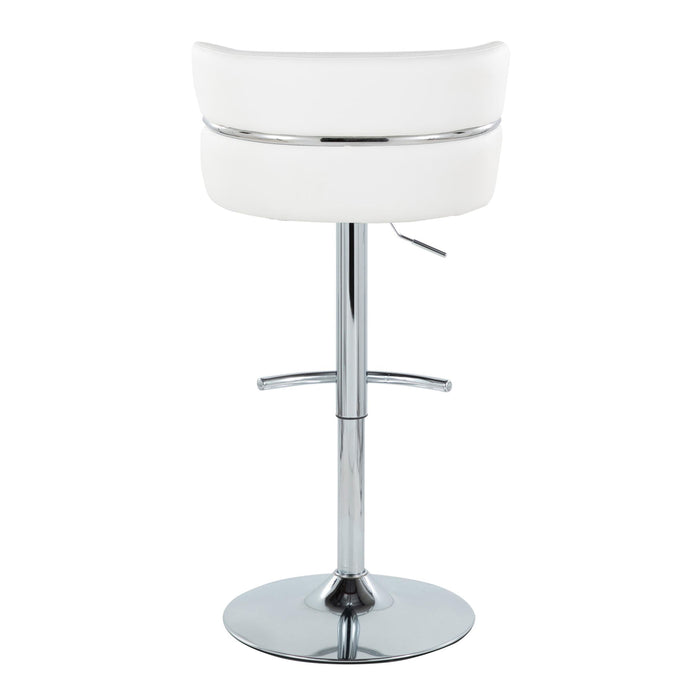 Cinch - Contemporary Adjustable Barstool With Swivel With Rounded T Footrest (Set of 2) - Chrome / White