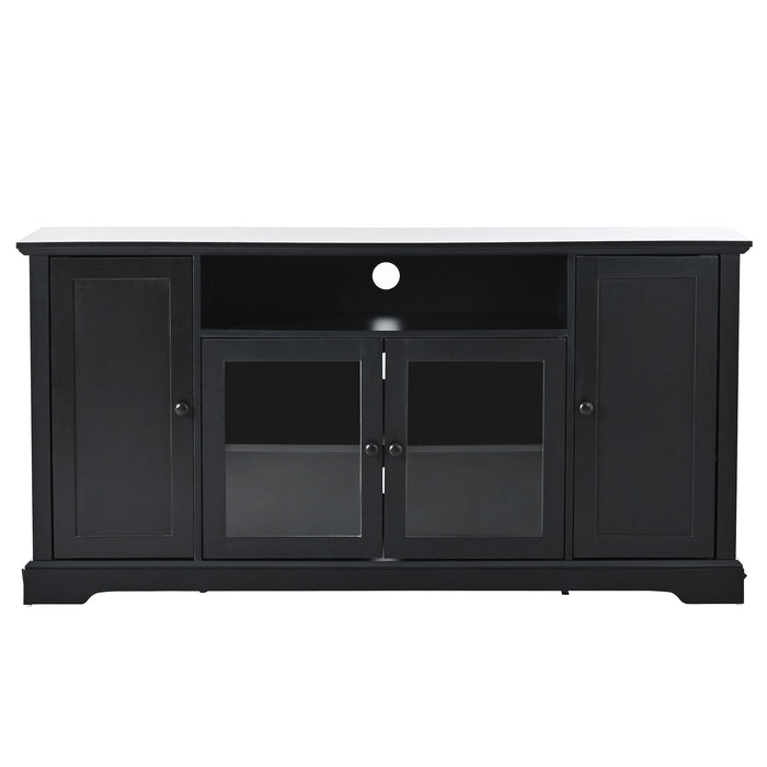 TV Stand For TV Up To 65In With 2 Tempered Glass Doors Adjustable Panels Open Style Cabinet, Sideboard For Living Room