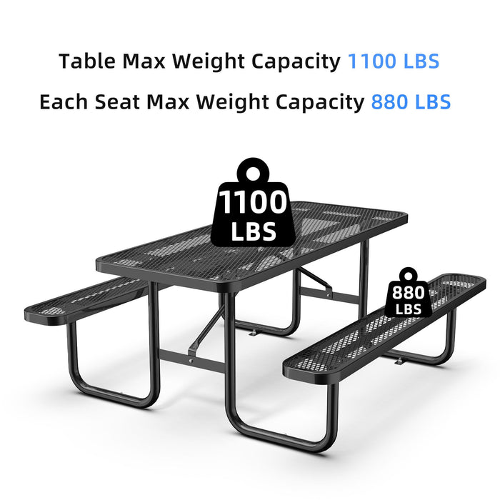 Expanded Rectangular Picnic Metal Table