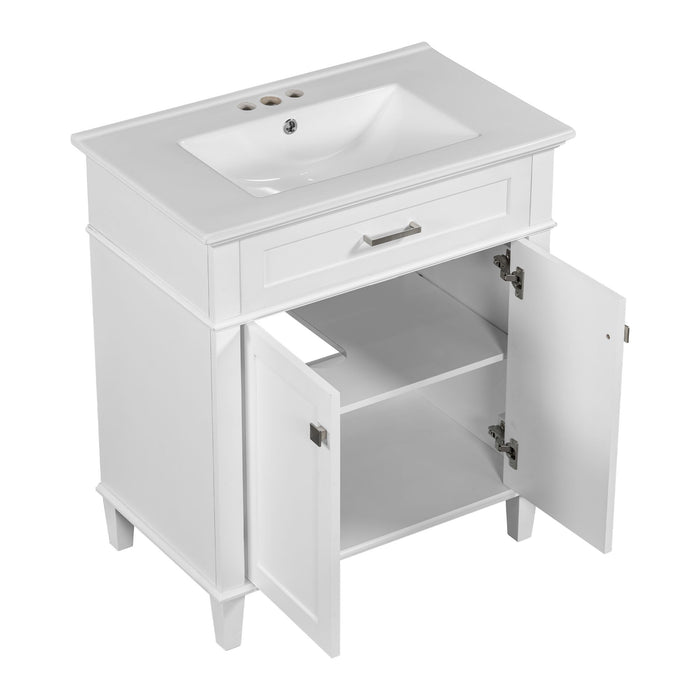 Bathroom Vanity With Ceramic Basin, Soft Close Door And Adjustable Shelves