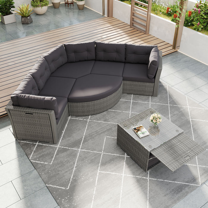 Patio Furniture Set Outdoor Furniture Daybed Rattan Sectional Furniture Set Patio Seating Group With Cushions And Center Table For Patio, Lawn, Backyard, Pool - Gray