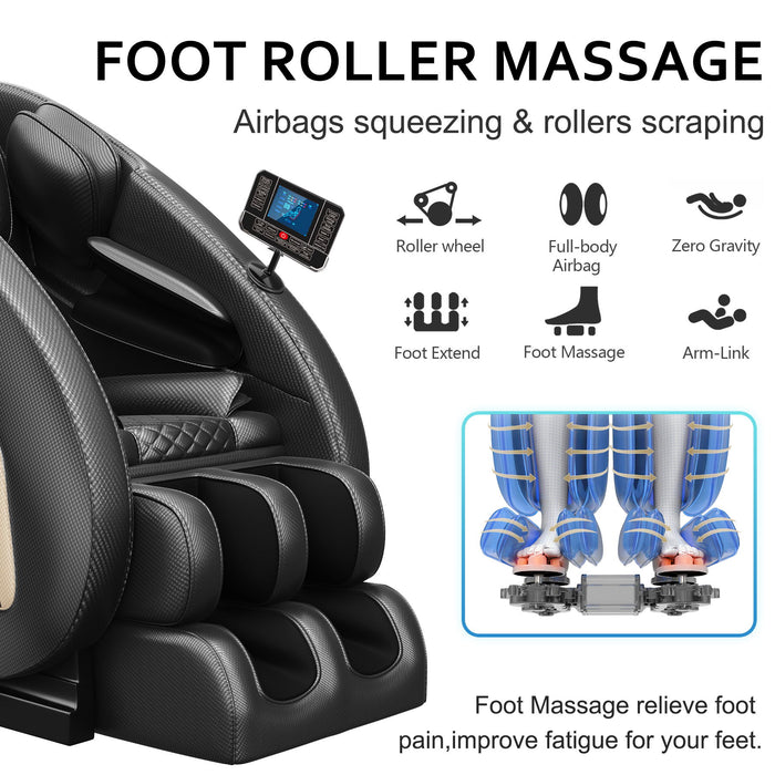 Massage Chair Blue-Tooth Connection And Speaker, Easy To Use At Home And In The Office And Recliner With Zero Gravity With Full Body Air Pressure - Black