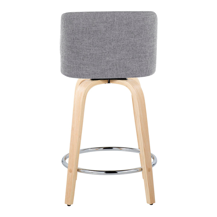 Toriano - Contemporary Fixed Height Counter Stool & Swivel And Round Footrest (Set of 2)