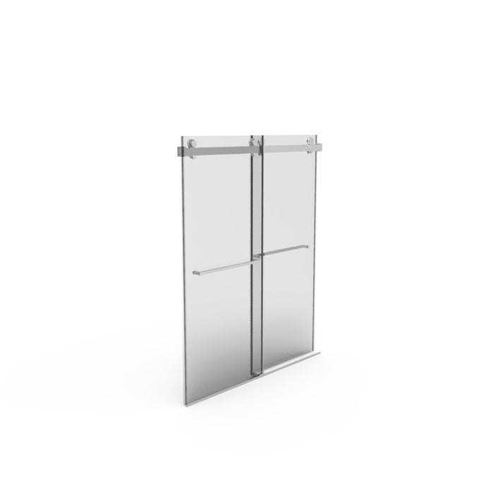 Frameless Shower Door, Double Sliding Shower Door, Clear Tempered Glass Shower Enclosure With Square Rail, Double Side Easy Clean Coat, Finished With Buffer