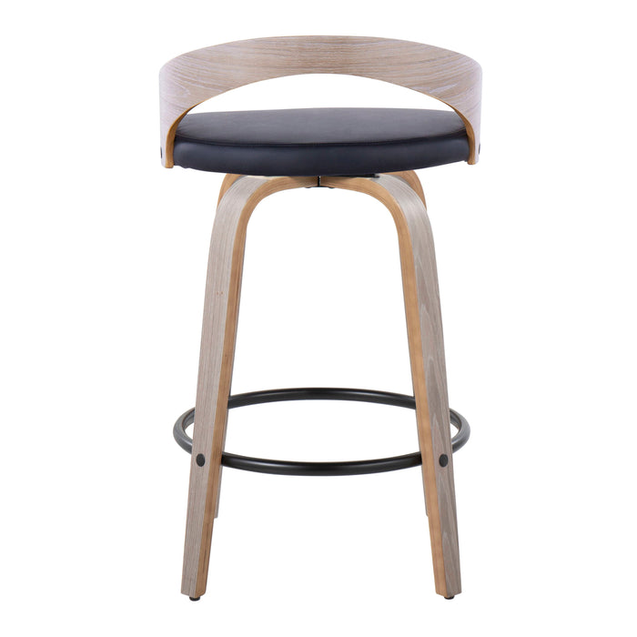 Grotto - Mid Century Modern Fixed Height Counter Stool With Swivel With Round Footrest (Set of 2)