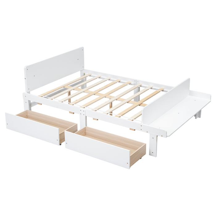 Bed With Footboard Bench, 2 Drawers