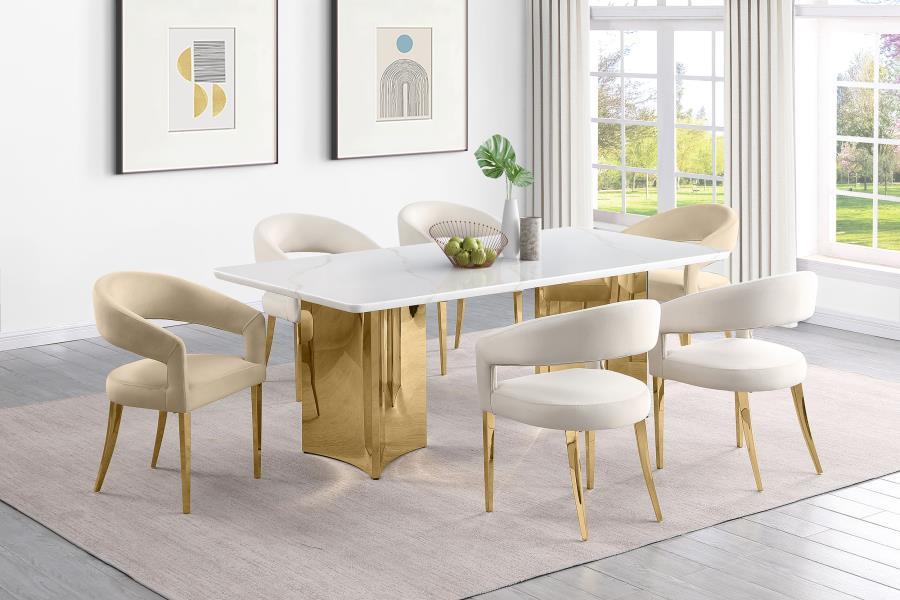 Galiano - Rectangular Stone Top Dining Table - White