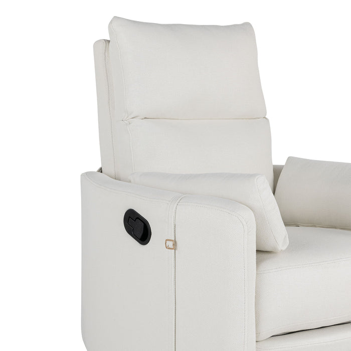 Upholstered Swivel Recliner Manual Rocker Recliner Chair Baby Nursery Chair With Two Removable Pillows For Living Room