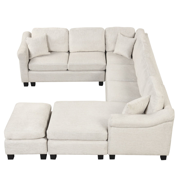 4 Pieces Sectional Sofa With Ottoman With Right Side Chaise