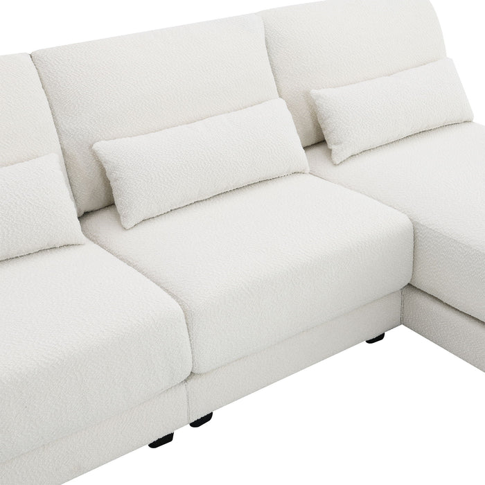 Oversized Deep Seat Sectional Sofa With Reversible Chaise, Loop Yarn Fabric 5-Seat Armless Indoor Furniture, Convertible L-Shaped Couch For Living Room, Apartment