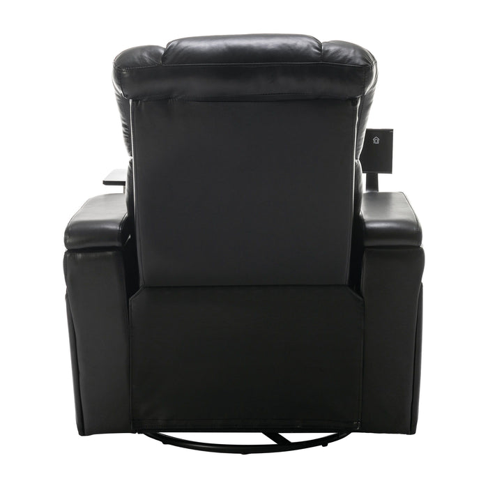 270° Swivel Power Recliner Individual Seat Home Theater Recliner With Comforable Backrest, Tray Table, Phone Holder, Cup Holder, USB Port, Hidden Arm Storage For Living Room