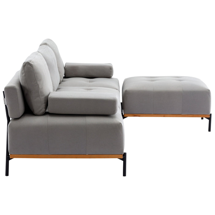 L-Shape Sectional Sofa 3 Seater Couches With A Removable Ottoman, Comfortable For Living Room