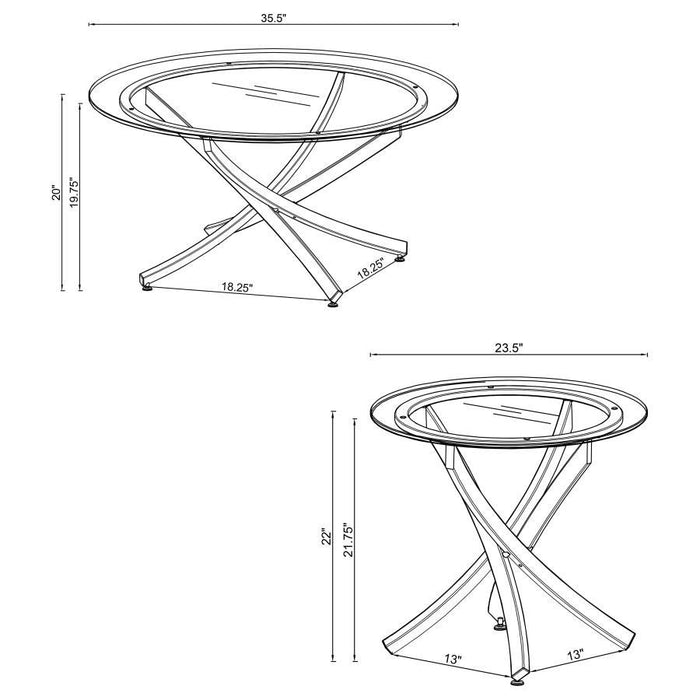 Brooke - Round Glass Top Coffee Table Set