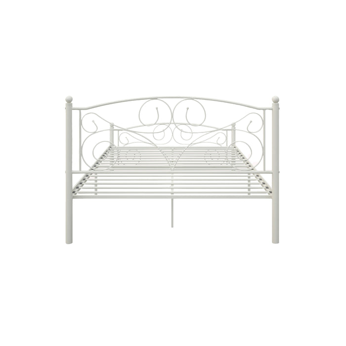 Full With Metal Frame Bed - White