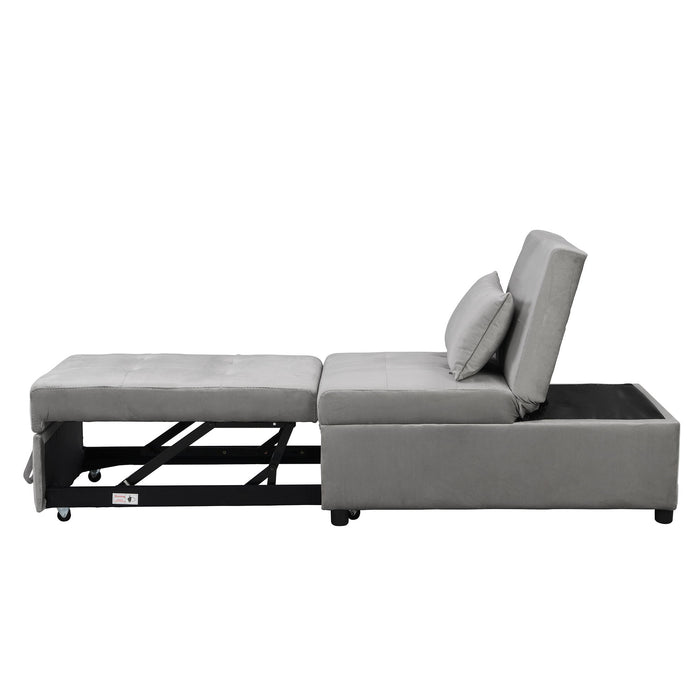 Folding Ottoman Sofa Bed - Gray Fabric