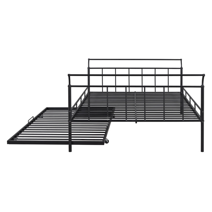 Metal Daybed With Curved Handle Design And Trundle