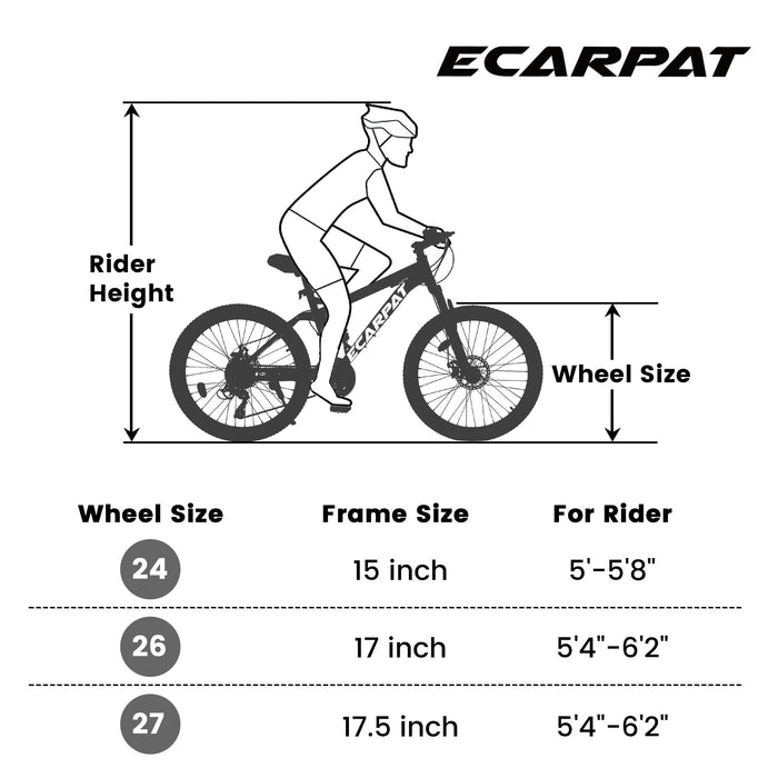 A2660 Mountain Bike 26" Wheels, 21 Speed Full Suspension Mens Womens Trail Commuter City Mountain Bike, Carbon Steel Frame Disc Brakes Thumb Shifter Front Fork Rear Shock Absorber Bicycles