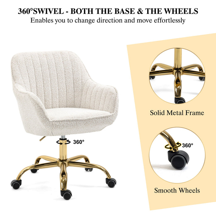 Swivel Chair With High Back, Adjustable Working Chair With Golden Base