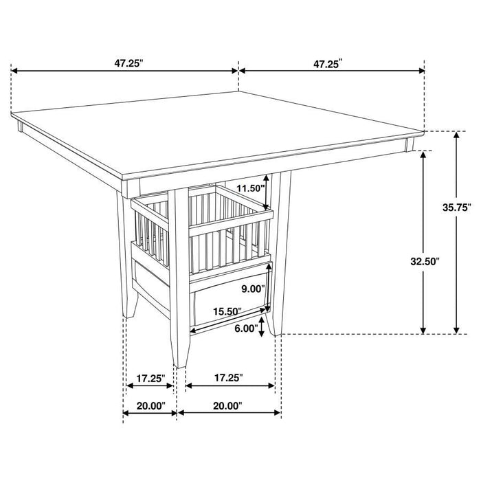 Jaden - Square Counter Height Table With Storage - Espresso