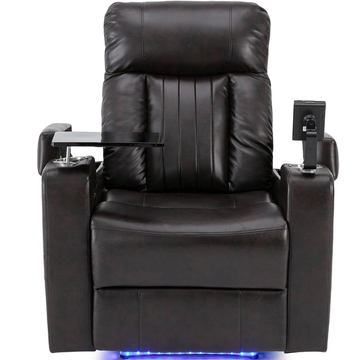 Premium Power Recliner With Storage Arms, Cupholders, Swivel Tray Table And Cell Phone Stand