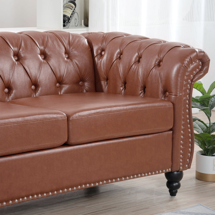 Rolled Arm Chesterfield 3 Seater Sofa