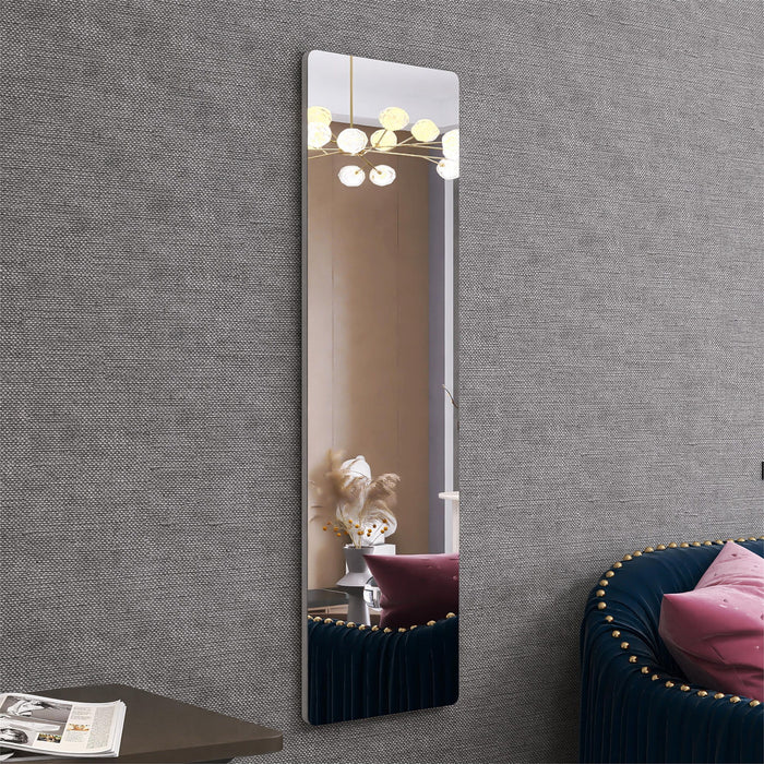 Wall Mount Mirror (Set of 2), Mdf Mirror Wall Mount At Horizontal & Vertical Hanging - White