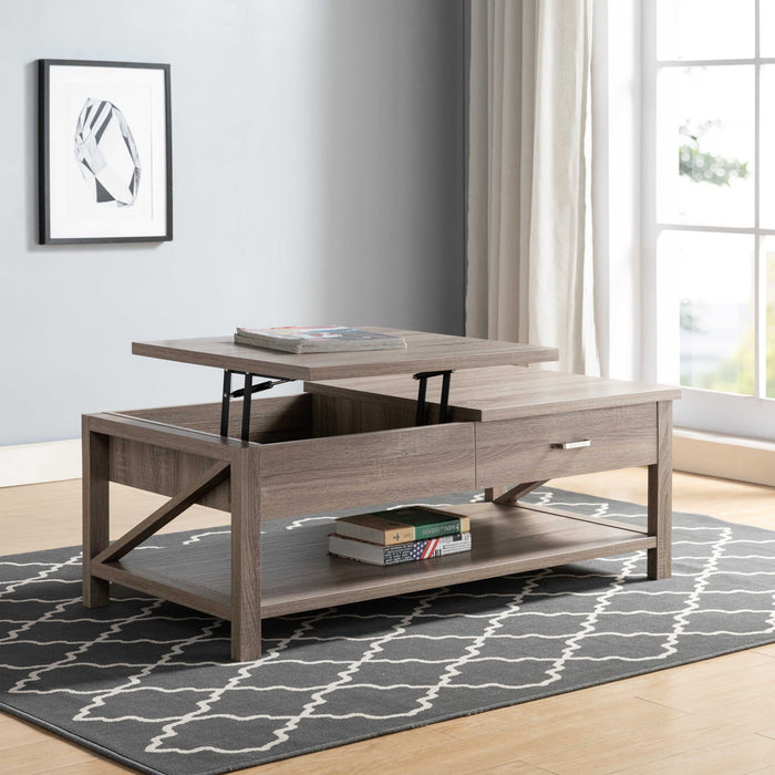 Modern Livingroom Coffee Table With Lift Top With Spacious Bottom Shelf - Dark Taupe