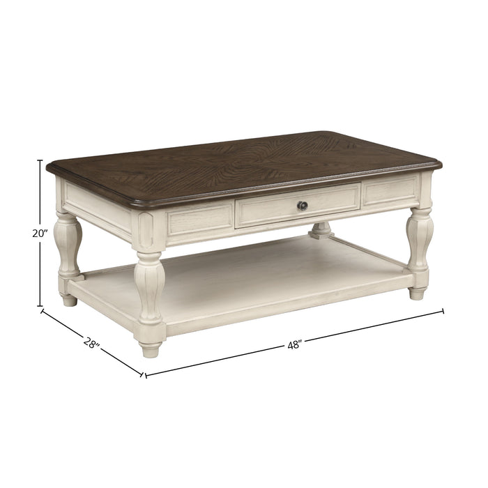 Two Toned Cocktail Table With Storage - Ancient White