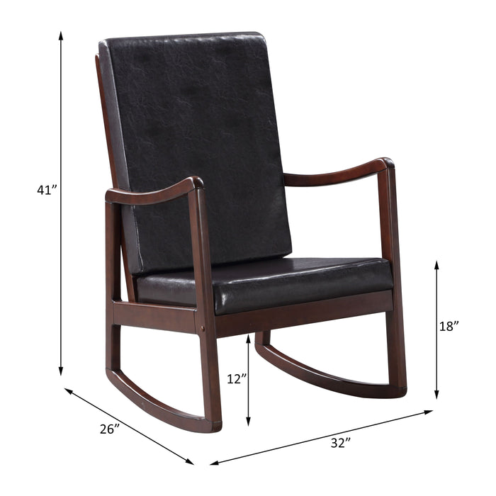 Raina - Synthenic Leather Rocking Chair - Espresso