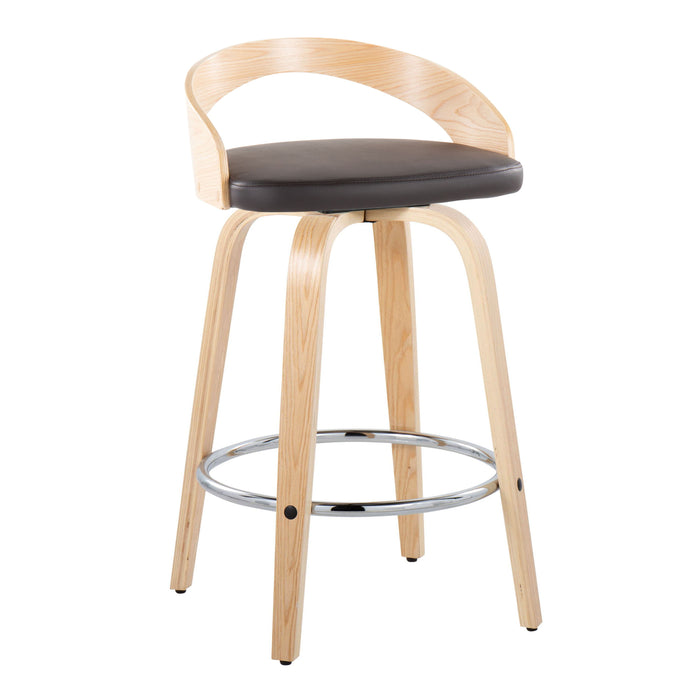 Grotto - Contemporary Fixed Height Counter Stool With Swivel With Round Footrest (Set of 2)