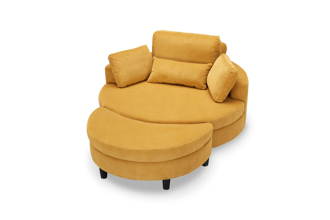 Corduroy Sofa With Two Throw Pillows And A Waist Pillow With An Extra Tray For Comfortable Seating In Small Apartment Bedrooms