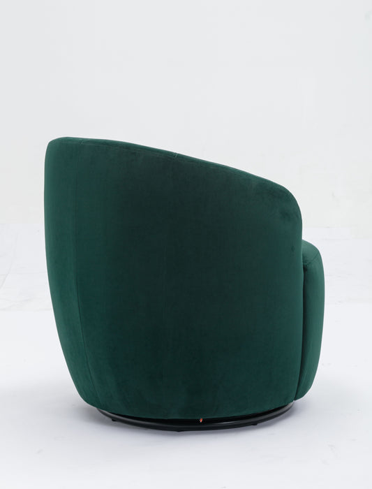 Velvet Fabric Swivel Accent Armchair Barrel Chair With Powder Coating Metal Ring