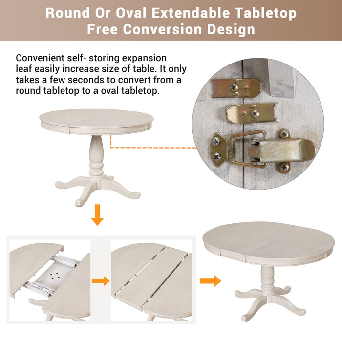 Modern Dining Table Set For 4, Round Table And 4 Kitchen Room Chairs, 5 Piece Kitchen Table Set For Dining Room, Dinette, Breakfast Nook