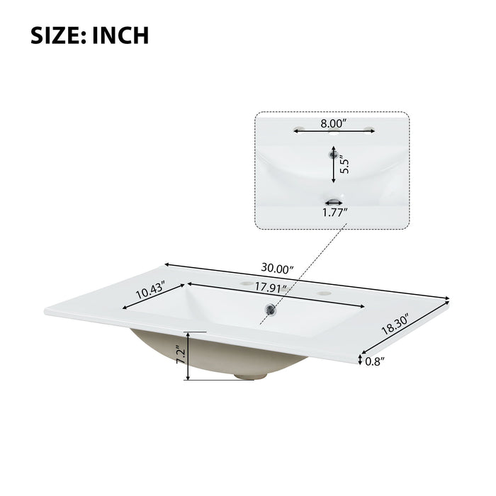 Bathroom Vanity With Sink, Combo, Cabinet With Doors And Drawer, Solid Frame And MDF Board