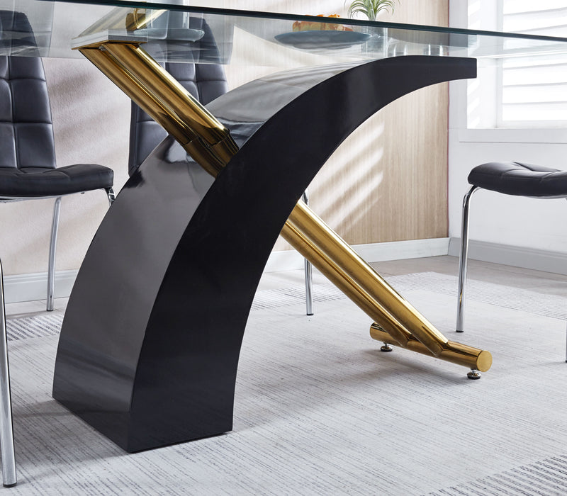 Stylish Dining Room Table, Luxury Glass Top Dining Table, Modern Design For Your House - Black / Gold