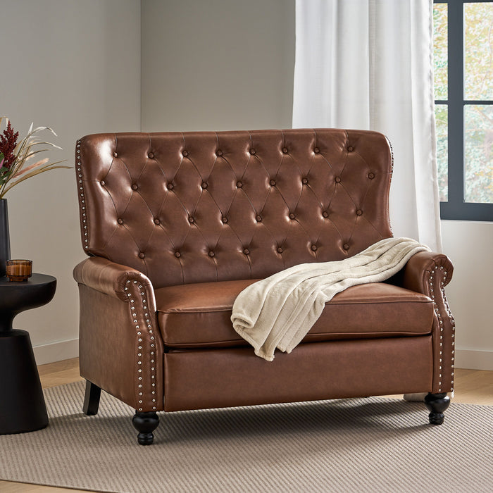 Oversize Faux Leather Recliner Chair - Light Brown