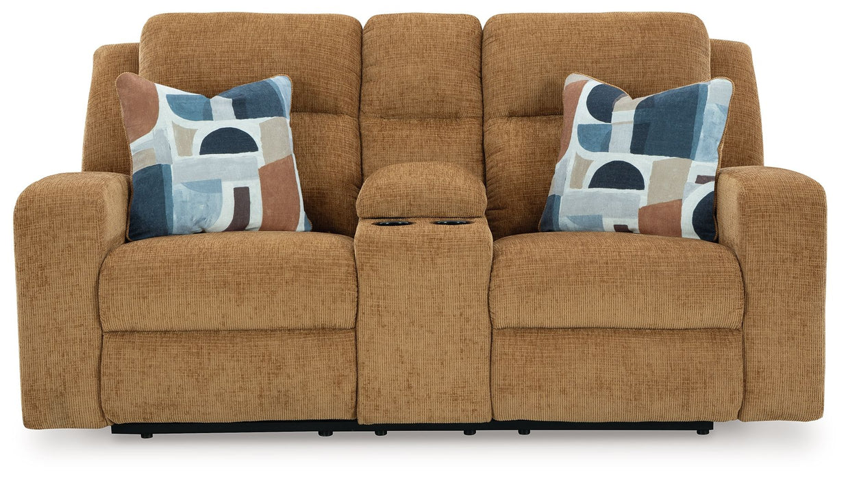 Kanlow - Honey - Dbl Reclining Loveseat With Console