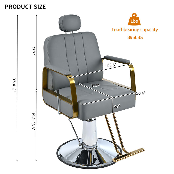 Premium Reclining Barber Chair Salon Chair For Hair Stylist With Heavy Duty Hydraulic Pump, 360° Rotation, Tattoo Chair Shampoo Beauty Salon Equipment, Max Load Weight 400 Lbs