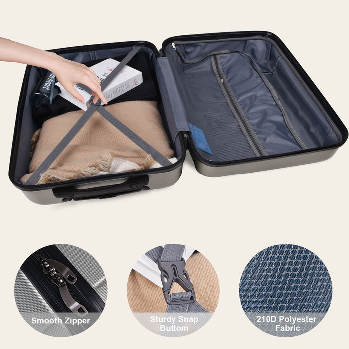 Luggage Suitcase 3 Piece Sets Hardside Carry-On Luggage With Spinner Wheels 20" / 24" / 28"