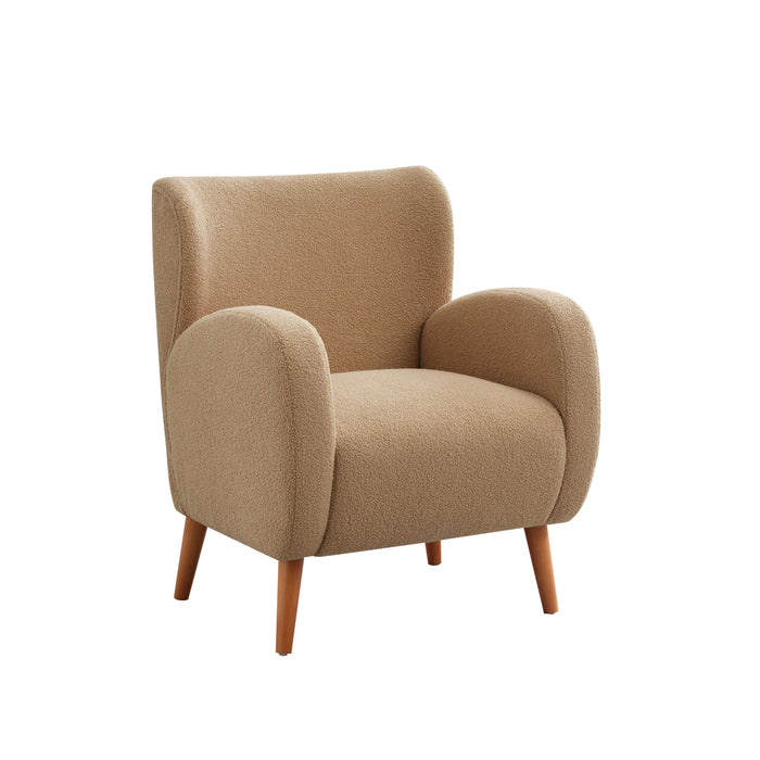 Modern Wing Back Lounge Chair Stylish Design, Soft Fabric, Solid Wood Legs, Durable Frame