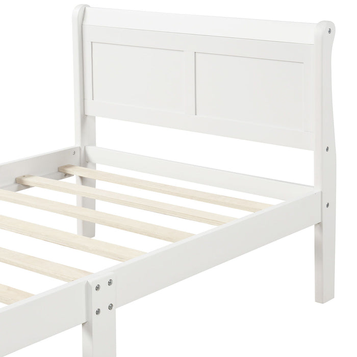 Twin Platform Bed Frame Mattress Foundation Sleigh Bed With Headboard / Footboard / Wood Slat Suppor