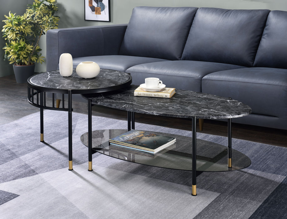 Silas - Engineered Stone Top Nesting Table - Black